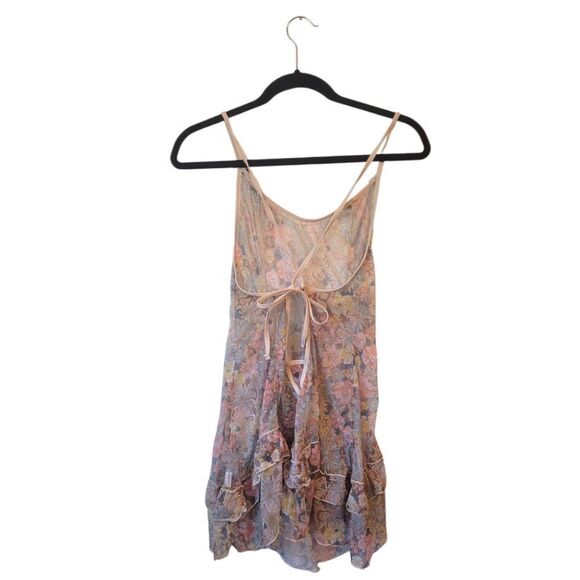 Women's Pastel Retro Floral Coquette Mesh See Through Chemise Slip Size S - Picture 2 of 8